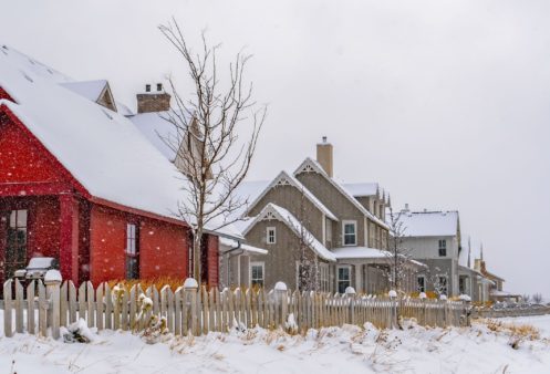 Residential Neighborhood in Springfield, MO During Winter